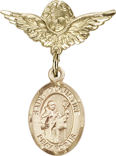 St. Augustine Charm and Angel with Smaller Wings Badge Pin