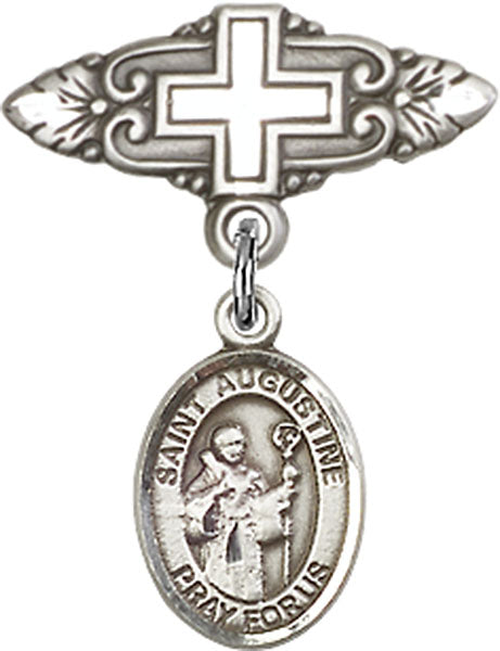 St. Augustine Charm and Badge Pin with Cross
