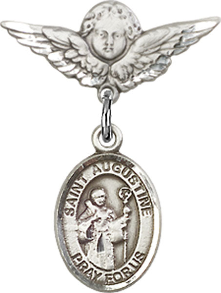St. Augustine Charm and Angel with Smaller Wings Badge Pin