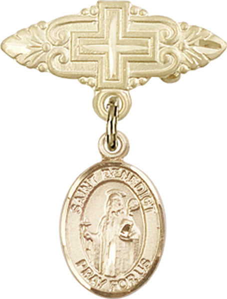St. Benedict Charm and Badge Pin with Cross