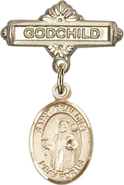 St. Benedict Charm and Godchild Badge Pin