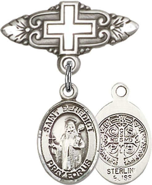 St. Benedict Charm and Badge Pin with Cross