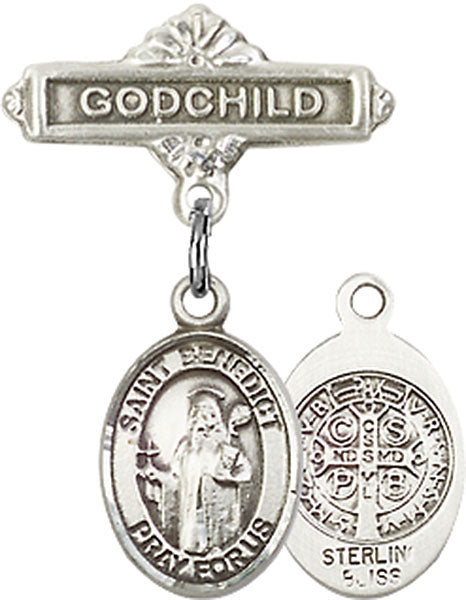St. Benedict Charm and Godchild Badge Pin