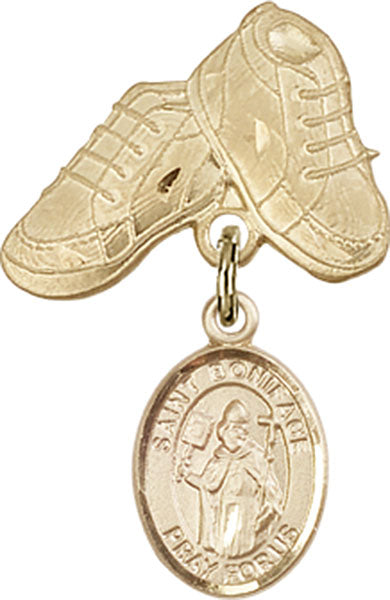 St. Boniface Charm and Baby Boots Pin