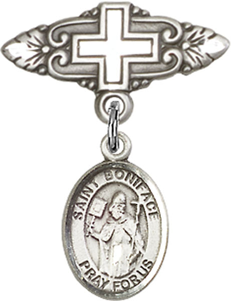 St. Boniface Charm and Badge Pin with Cross