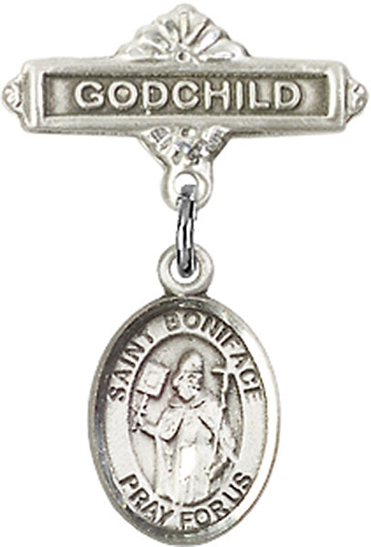 St. Boniface Charm and Godchild Badge Pin