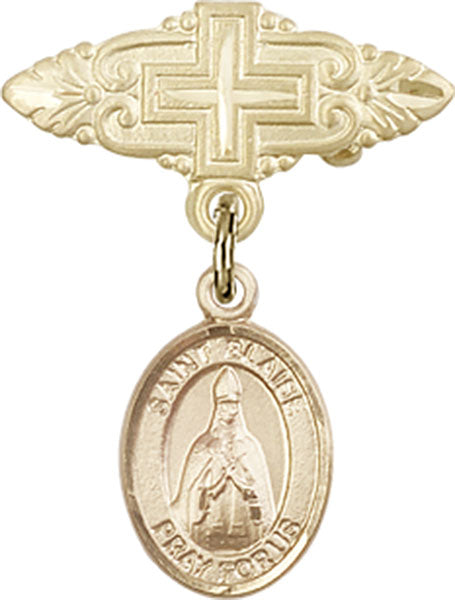 St. Blaise Charm and Badge Pin with Cross