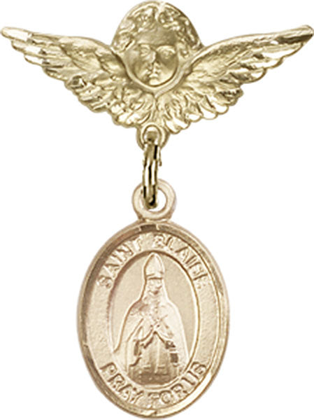 St. Blaise Charm and Angel with Smaller Wings Badge Pin