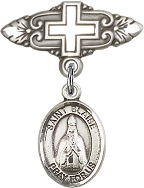 St. Blaise Charm and Badge Pin with Cross