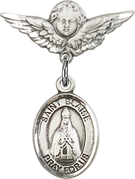 St. Blaise Charm and Angel with Smaller Wings Badge Pin