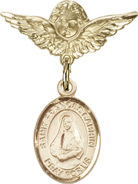 St. Frances Cabrini Charm and Angel with Smaller Wings Badge Pin