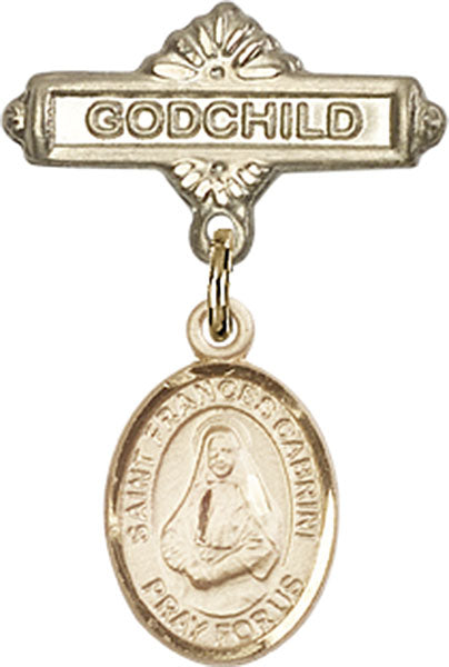 St. Frances Cabrini Charm and Godchild Badge Pin
