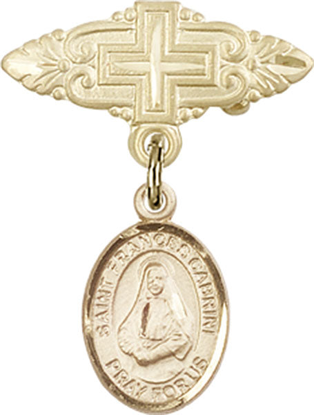 St. Frances Cabrini Charm and Badge Pin with Cross