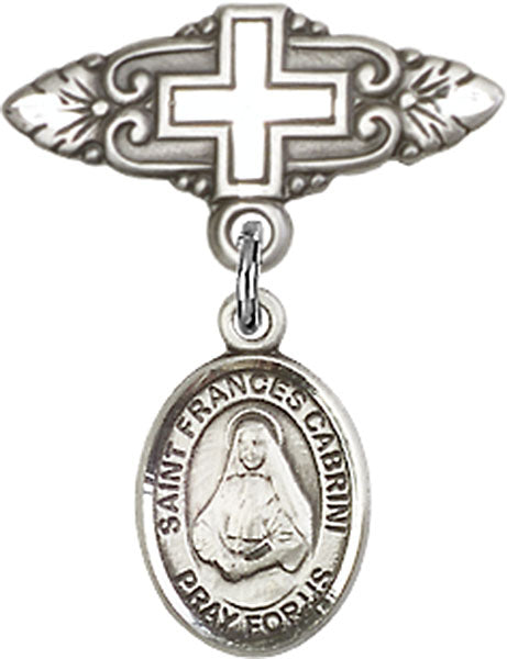 St. Frances Cabrini Charm and Badge Pin with Cross