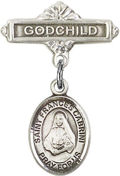 St. Frances Cabrini Charm and Godchild Badge Pin