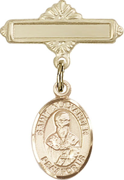 St. Alexander Sauli Charm and Polished Engravable Badge Pin