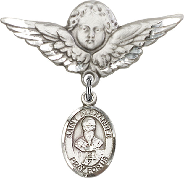 St. Alexander Sauli Charm and Angel with Larger Wings Badge Pin