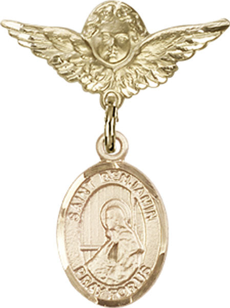St. Benjamin Charm and Angel with Smaller Wings Badge Pin