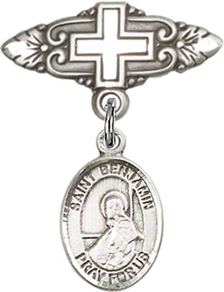 St. Benjamin Charm and Badge Pin with Cross