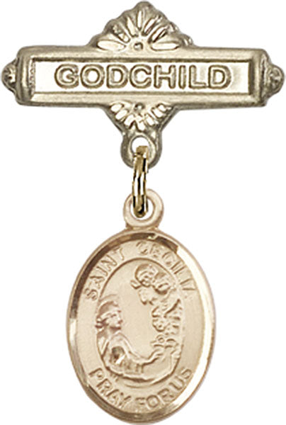 St. Cecilia Charm and Godchild Badge Pin