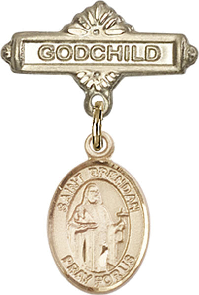 St. Brendan the Navigator Charm and Godchild Badge Pin