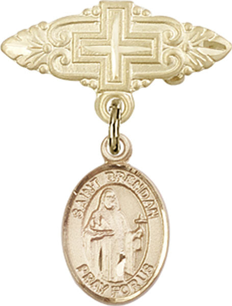 St. Brendan the Navigator Charm and Badge Pin with Cross