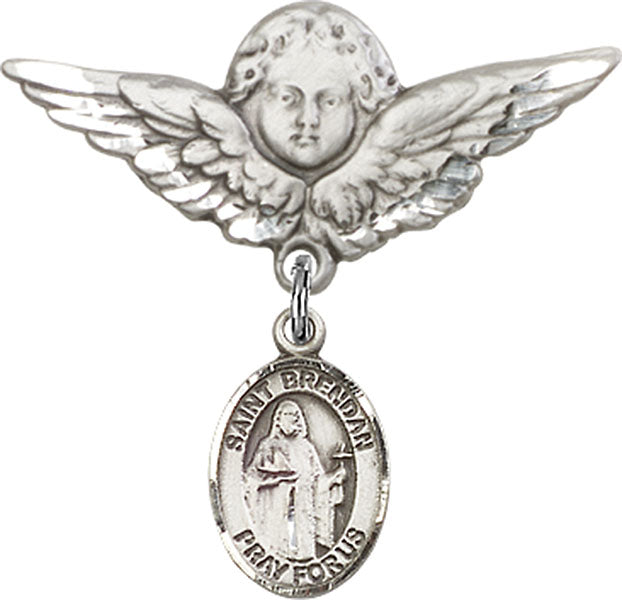 St. Brendan the Navigator Charm and Angel with Larger Wings Badge Pin