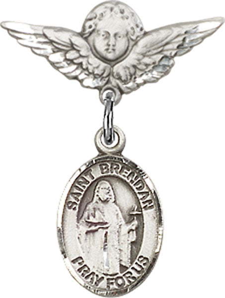 St. Brendan the Navigator Charm and Angel with Smaller Wings Badge Pin