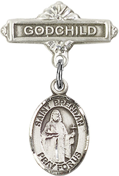 St. Brendan the Navigator Charm and Godchild Badge Pin