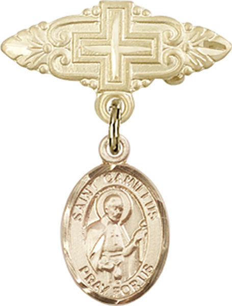 St. Camillus of Lellis Charm and Badge Pin with Cross