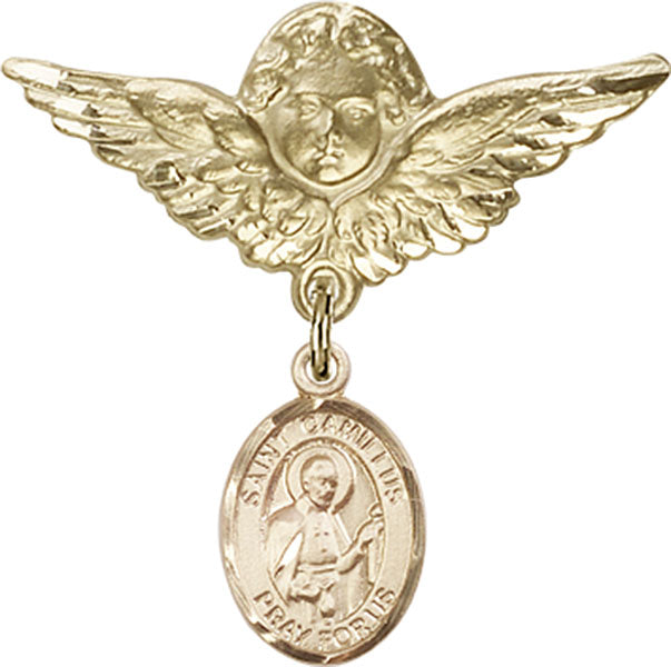 St. Camillus of Lellis Charm and Angel with Larger Wings Badge Pin