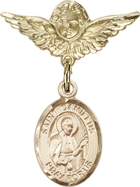St. Camillus of Lellis Charm and Angel with Smaller Wings Badge Pin