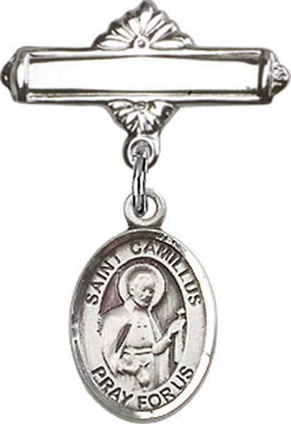 St. Camillus of Lellis Charm and Polished Engravable Badge Pin