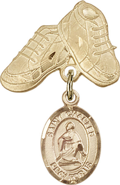 St. Charles Borromeo Charm and Baby Boots Pin