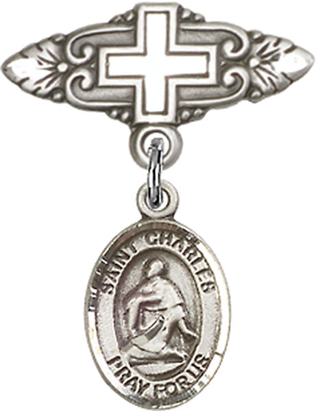 St. Charles Borromeo Charm and Badge Pin with Cross