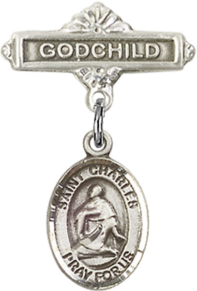 St. Charles Borromeo Charm and Godchild Badge Pin