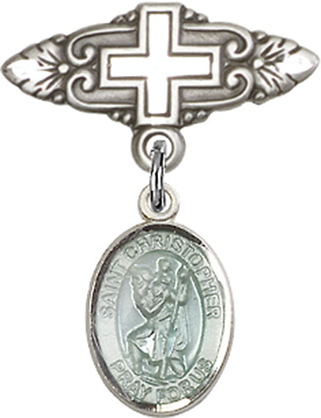 St. Christopher Charm and Badge Pin with Cross