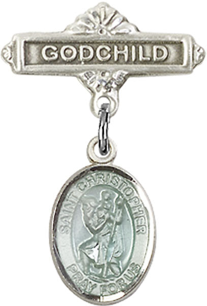 St. Christopher Charm and Godchild Badge Pin