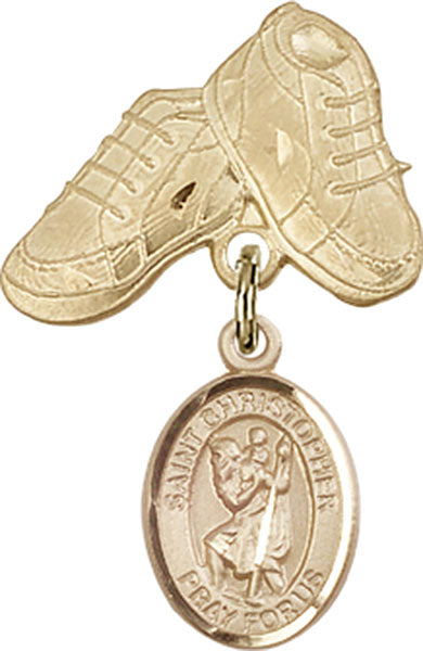 St. Christopher Charm and Baby Boots Pin