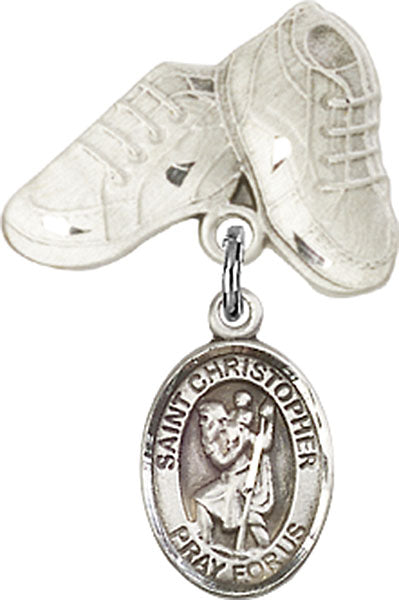 St. Christopher Charm and Baby Boots Pin