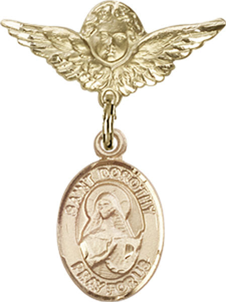 St. Dorothy Charm and Angel with Smaller Wings Badge Pin
