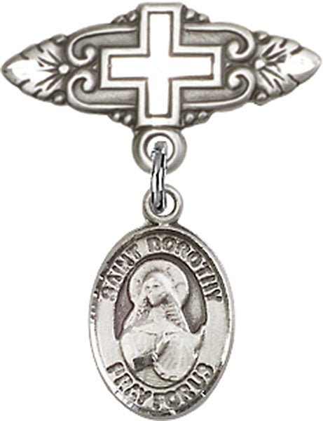 St. Dorothy Charm and Badge Pin with Cross