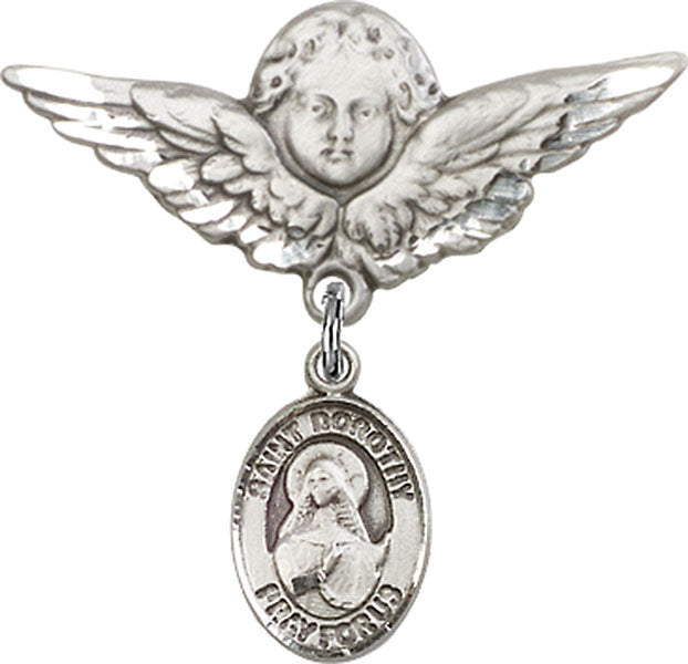 St. Dorothy Charm and Angel with Larger Wings Badge Pin