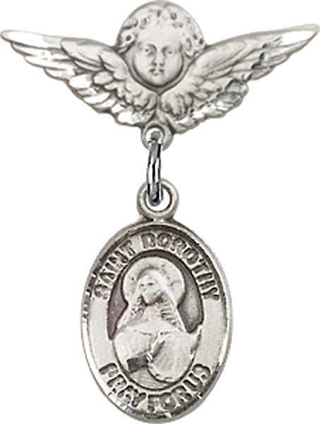 St. Dorothy Charm and Angel with Smaller Wings Badge Pin