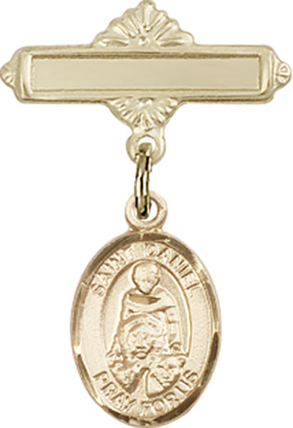 St. Daniel Charm and Polished Engravable Badge Pin