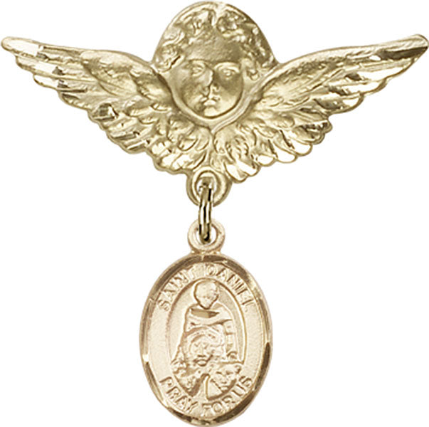 St. Daniel Charm and Angel with Larger Wings Badge Pin