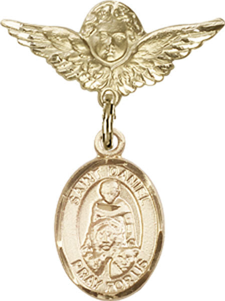 St. Daniel Charm and Angel with Smaller Wings Badge Pin