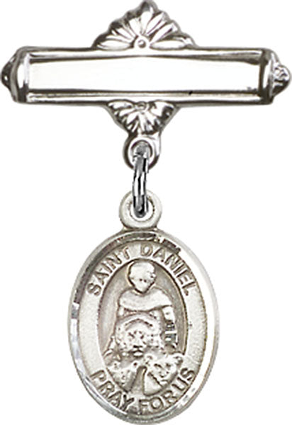 St. Daniel Charm and Polished Engravable Badge Pin