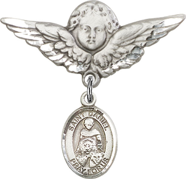 St. Daniel Charm and Angel with Larger Wings Badge Pin