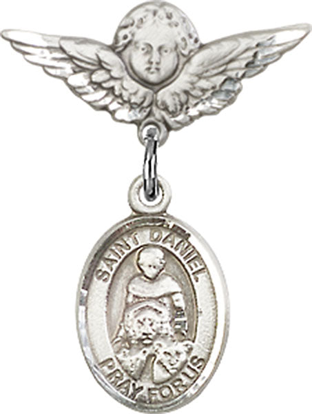 St. Daniel Charm and Angel with Smaller Wings Badge Pin